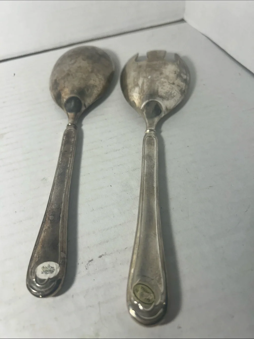 Silver-Tone Salad Serving Spoon and Fork Set 11 inches